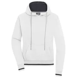 Damen Club Kapuzenshirt JN777, weiß/navy-blau, Größe XL - weiss - XL