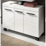 Inn.Furn Waschbeckenunterschrank Talerno (Bad Unterschrank in Weiß Hochglanz, 3-türig, Breite 80 cm) mit 6 Fächern weiß