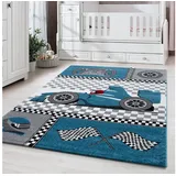 KADIMA DESIGN Spielteppich TASNA in Blau, mit Rennwagen-Motiv, 80 x 150 cm