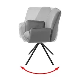 Mendler Esszimmerstuhl HWC-G67, Küchenstuhl Stuhl mit Armlehne, drehbar Auto-Position, Samt MVG ~ dunkelgrau, Beine schwarz