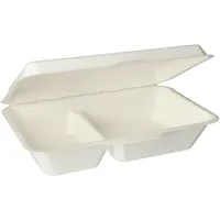 Papstar 25 Menüboxen, Zuckerrohr "pure" 2-geteilt 6,5 cm x