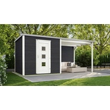 Weka Designhaus 413 B Gr.1 5,46 x 2,50 m anthrazit Einzeltür mit Anbau