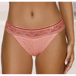 String LASCANA "Tiziana", Damen, Gr. 40/42, orange (neon pfirisch), Microtouch, Obermaterial: 84% Polyamid, 16% Elasthan, figurbetont, Unterhosen, mit anteilig recycelter Spitze