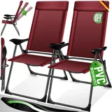Kesser KESSER® 2er Set Gartenstuhl Hochlehner Alu Klappstuhl 7-Fach Verstellbar mit Armlehnen Atmungsaktiv klappbar Campingstuhl Balkonstuhl Klappsessel Garten Terrasse