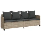 vidaXL Sonnenliege mit Kissen Hellgrau Poly Rattan