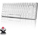 AJAZZ Mechanische Gaming-Tastatur, USB verkabelt 82 Tasten Anti-Ghosting Gaming-Tastatur weiß beleuchtet Backlit, Mechanical Keyboard Kompakt Ergonomisch, Schalter Rot, Weiß