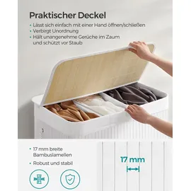 Songmics Wäschekorb mit Deckel 150L weiß