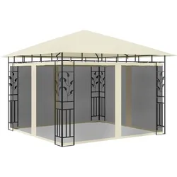 Pavillon mit Moskitonetz 3x3x2,73 m Creme 180 g/m2