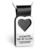 FABACH Schlüsselanhänger mit Gravur aus Leder - Bruder und Schwester Geschenke Anhänger - Geschenk für Schwester und Bruder zum Geburtstag - Geschwister sind nie allein