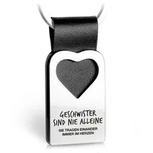 FABACH Schlüsselanhänger mit Gravur aus Leder - Bruder und Schwester Geschenke Anhänger - Geschenk für Schwester und Bruder zum Geburtstag - Geschwister sind nie allein