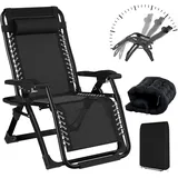 BYYBOU Sonnenliege Liegestuhl Klappbar Gartenliege Wetterfest mit Auflage, Strandliege Klappbar Leicht Bäderliege Saunaliegen Kippliege, Relaxsessel Garten mit Fußteil Balkon Liegestuhl- Schwarz