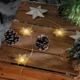 esotec Lichterkette Kunststoff 6m +2m Zuleitung 30 Eiskristalle warmweiß transparent