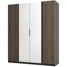 masseno Drehtürenschrank CAGLIARI 200 x 239 x 61,9 cm Schwarz