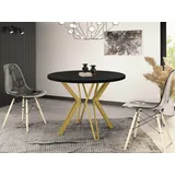 WFL GROUP Esstisch Daisy (erhältlich in zwei Größen – 100/120 cm, ausziehbar auf 180/200 cm), platzsparender Tisch für Küche, Esszimmer oder Wohnzimmer schwarz 100 cm x 76 cm x 100 cm