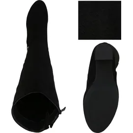 VAN HILL Damen Klassische Stiefel Plateau Vorne Schuhe 840613 213375 Schwarz Velours, 38 - 38