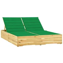 vidaXL Doppel-Sonnenliege 198 x 135 x 30-75 cm Grün