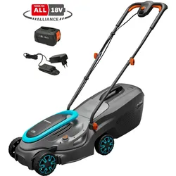 Akku-Rasenmäher GARDENA "PowerMax 32/18V P4A Ready-To-Use Set", gelb (eh19 pst), B:37cm H:95cm T:114cm, Rasenmäher, Ready-To-Use Set inkl. Akku und Ladegerät