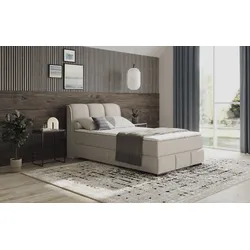 Boxbett MR. COUCH "Bethany mit Bettkasten, inkl. Matratze", beige (stripes 8622 natur), B:136cm L:223cm, Polyester, Nylon, Komplettbetten, Topper und Zierkissen, in verschiedenen Härtegraden verfügbar