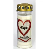 Kerzen Junglas - Grabkerze Papa mit 7 Tagen Brenndauer, (3939), schöne Grablichter mit Motiv, Grabkerzen mit Deckel, wetterfest, Trauerkerzen mit Spruch