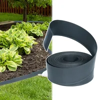 FIVMEN Rasenkante Kunststoff 20m Beeteinfassung Streifen Design Beetumrandung mit Anschlussstelle Rasenkantenband, Flexible Schneidebar Gartenpalisade (Anthrazit)