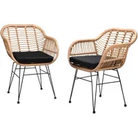 Polyrattan Korbsessel 2er-Set Natur