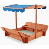 Home Deluxe Holzsandkasten Buddelkiste mit Dach Blau
