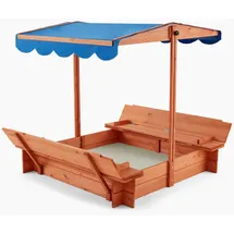 Home Deluxe Holzsandkasten Buddelkiste mit Dach Blau