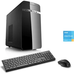 CSL PC "Speed V1180", schwarz, Microsoft Windows 11 Home (64 Bit), 16 GB RAM 500 GB SSD, Computer, Intel, Pentium Gold G6400 2× 4000 MHz inkl. Hyper-Threading