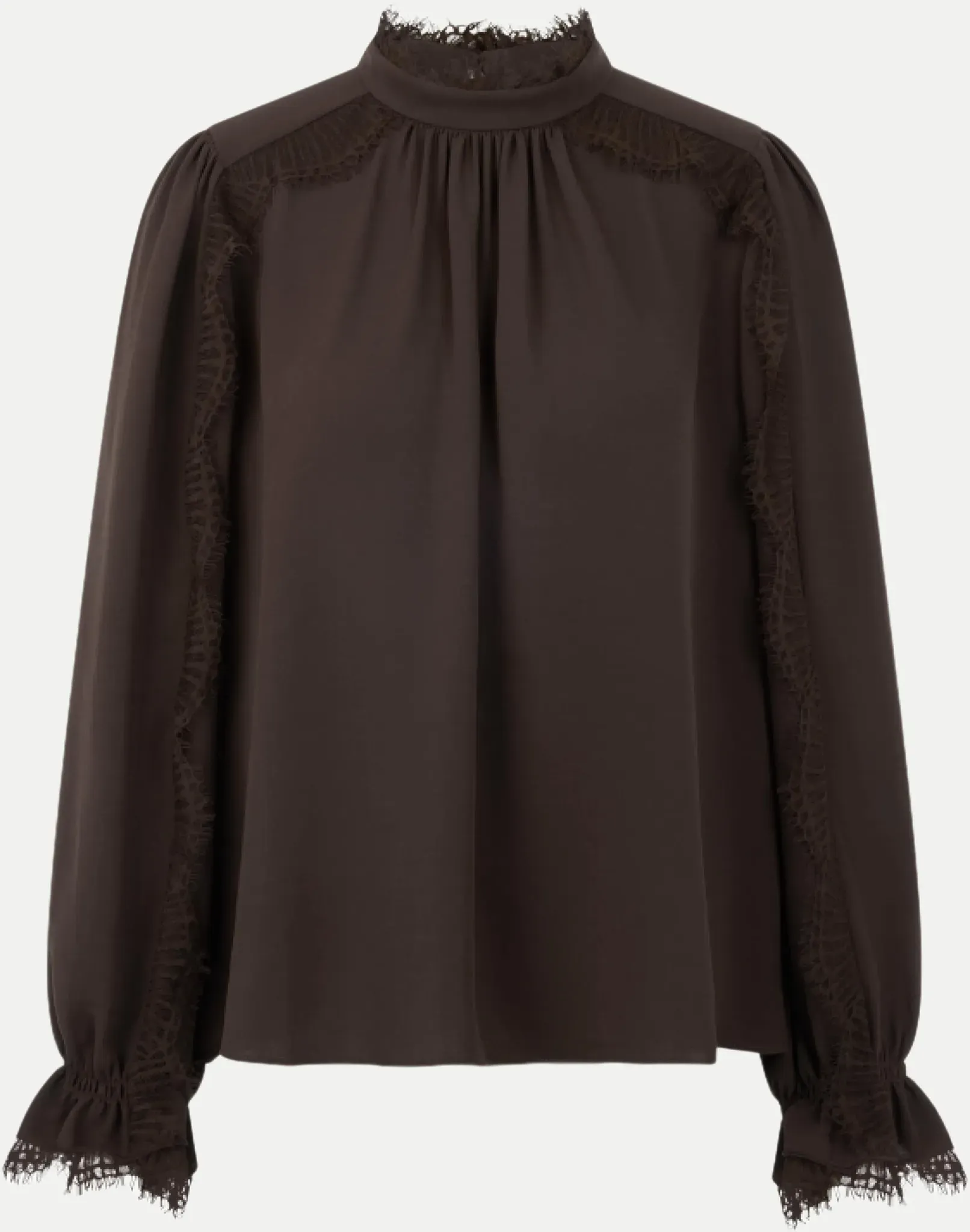 Bluse mit Spitze Braun 42
