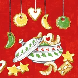 Mank Serviette Airlaid Merle, 33 x 33 cm, 50 Stück - Weihnachten Kekse Gebäck Plätzchen