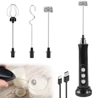 Wiederaufladbar Milchschäumer, USB Elektrischer Milchaufschäumer Schneebesen mit 3 Quirl Edelstahl Melektrischer Schneebesen Handheld Milk Frother für Kaffee Cappuccino Milchkaffee Aufschäumer