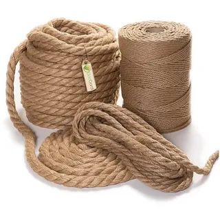 BooGardi Juteseil in Verschiedene Stärken und Längen · Ø 12mm Länge 5m · Naturware zum Basteln · Makramee Naturfaser · Jutefaser