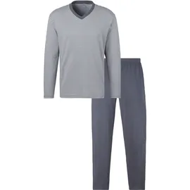 LE JOGGER Pyjama Packung, 2 Stück, 4 Schlafanzug mit garngefärbten Streifen Gr. 44/46 (S), blau-marine, grau-anthrazit, , 58249832-44