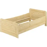 Erst-Holz Seniorenbett extra hoch 100x200 Einzelbett Holzbett Gästebett Massivholz Kiefer Massiv ohne Rost Modell 42