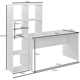 Wohnling Schreibtisch WL6.391, weiß, 170x59x143,5 cm Bürotisch Modern