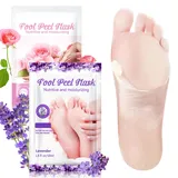 2 Paar Fußmaske, Hornhaut Socken, Abgestorbene und Entfernt Effektiv, Fußpflege für Zarte Füße, Exfoliating Fussmaske für Männer und Frauen (Lavendel+Rosen)