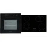 Respekta Backofen Herd Kochfeld Schwarz 77cm Glaskeramik Set autark Pyrolyse