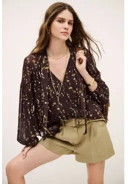 BA&SH für Damen. 1H25KAMA Kamala braune Bluse (36), Lässig, Viskose, Langarm