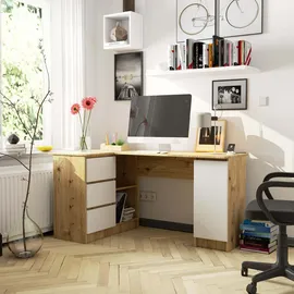 Akord Eckschreibtisch AKORD Eiche Artisan / Weiß