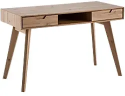 WOHNLING Schreibtisch Rechteckig Braun Eiche 4 Beine 2 Schubladen 1,200 (B) x 550 (T) x 770 (H) mm MDF (Mitteldichte Faserplatte)