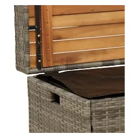 vidaXL Bank mit Stauraum Grau 100x50x52 cm Poly Rattan Akazienholz