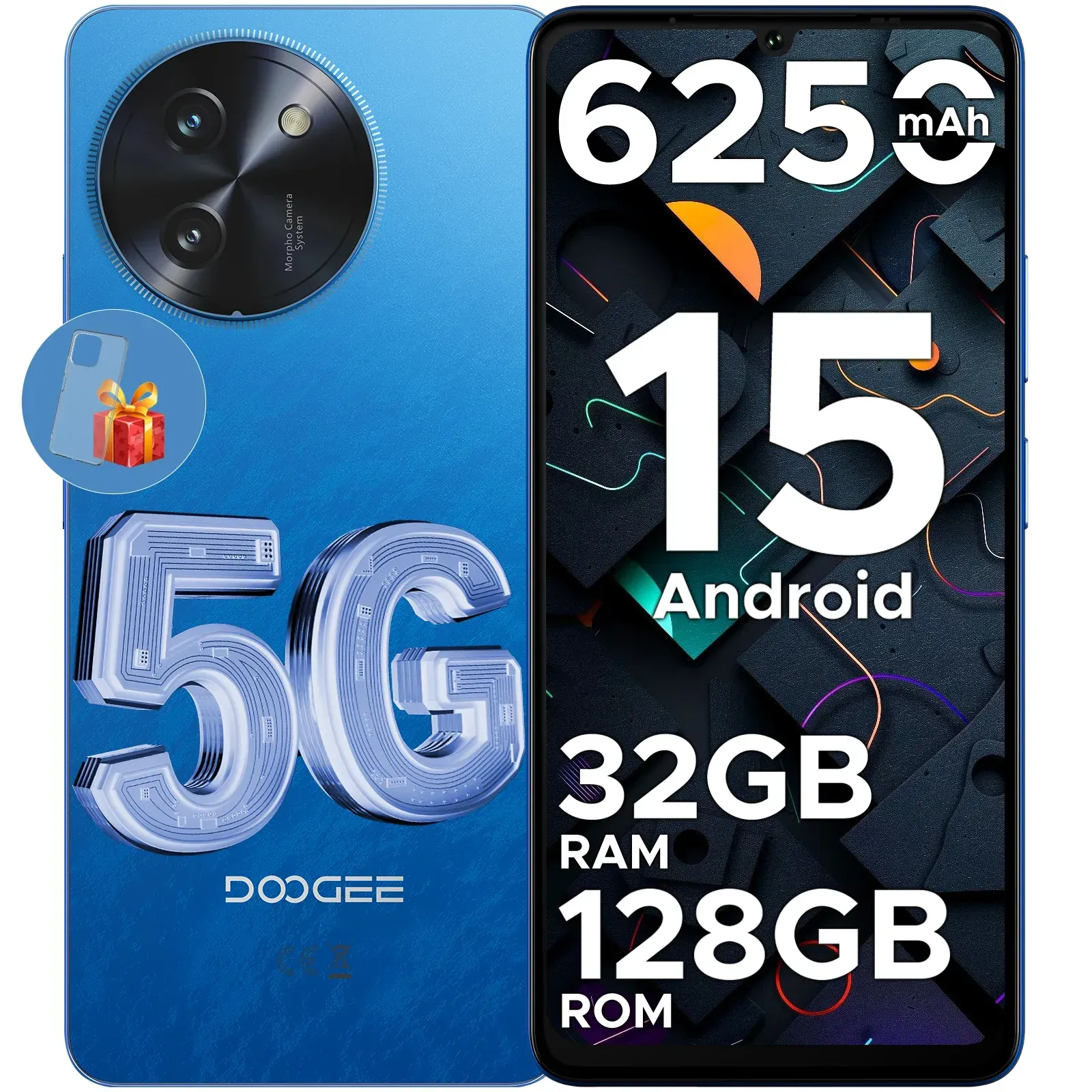 Doogee Note 59 5g Smartphone 6,75 Zoll 120 Hz 32 GB RAM (8+24) 128 GB ROM 6250 mAh großer Akku Android 15 NFC Mobiltelefon Widevine L1