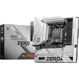 MSI B650M PROJECT ZERO Mainboard - AMD B650 Sockel AM5 - DDR5 Memory Boost 6400+MHz/OC, 1 x PCIe 4.0 x16, 2 x M.2 Gen4, Wi-Fi 6E