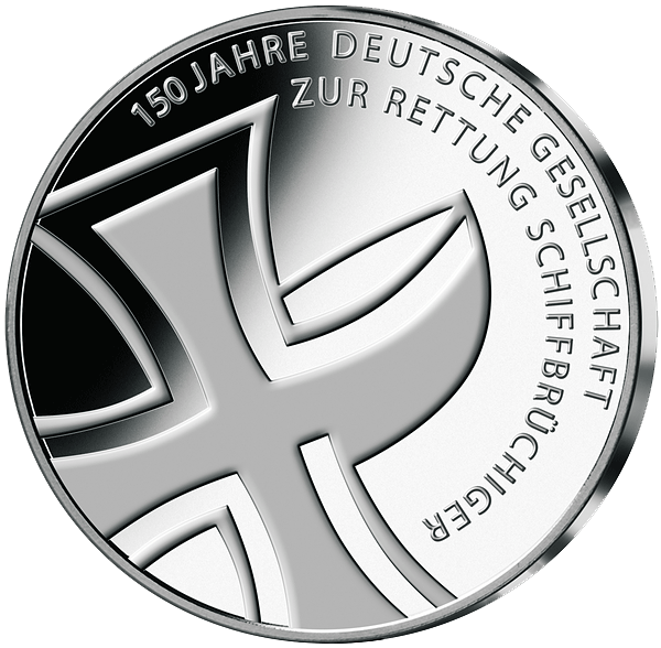 Deutsche 10 Euro Gedenkmünze "150 Jahre Deutsche Gesellschaft zur Rettung Schiffbrüchiger"!
