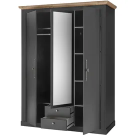 OTTO home Schlafzimmer-Set OTTO HOME "Westminster", grau, B/H: 180cm x 200cm, Schlafzimmermöbel-Sets, beinhaltet 1 Bett, Kleiderschrank 3-türig und 2 Nachtkommoden