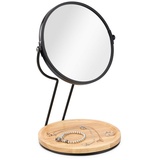 Navaris Kosmetikspiegel Schminkspiegel mit Schmuckablage - Spiegel doppelseitig mit Vergrößerung 360° Standspiegel für Kosmetik Schminke Make Up