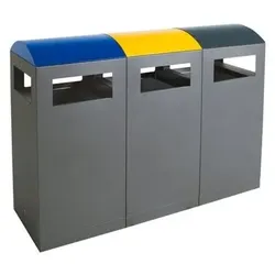 Wertstoff-Sammelstation für den Außeneinsatz, 3 x 90 Liter, Korpus dunkelgrau