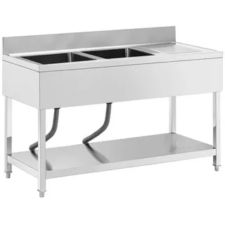 Royal Catering Spültisch - 2 Becken - Edelstahl - 140 x 60 x 97 cm - Royal Catering RCGS-2B1400D6