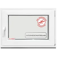 GLASSO Fenster 75x70 cm 3-fach Verglasung - Kunststofffenster 76mm Profil -Din Rechts-BxH: 750x700mm- Ideal für alle Wohnbereiche | Gartenhaus | Garagenfenster | Kellerfenster Dreh-Kipp-Funktion