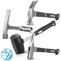 STAHLWERK Hammer 4er Set Klauenhammer Maurerhammer Latthammer und Gummihammer